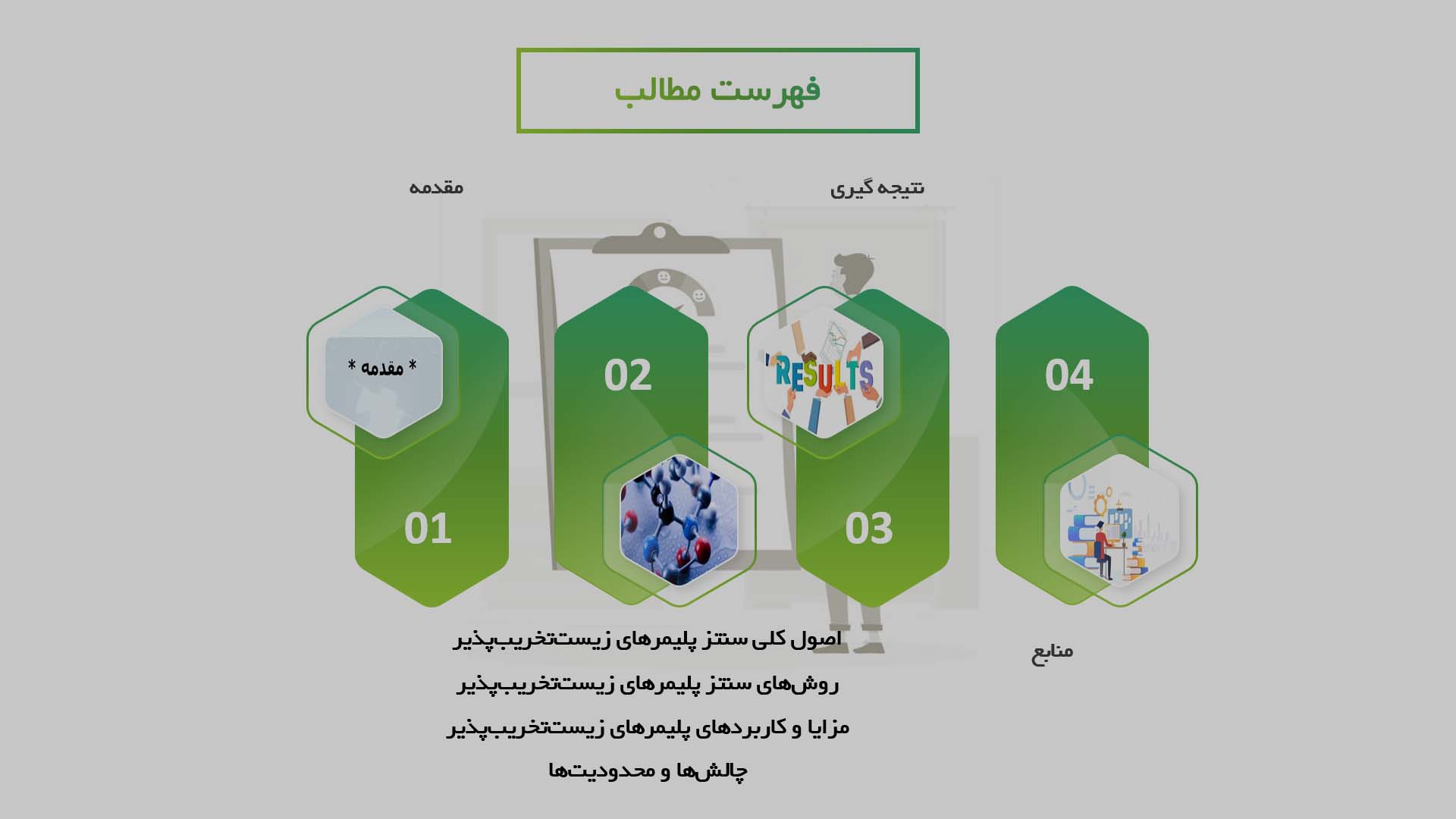 پاورپوینت در مورد توسعه روش‌های سنتز برای پلیمرهای زیست‌تخریب‌پذیر